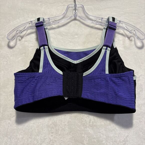 Glamorise 9166 Custom Control Black Purple High Impact Sports Bra Size 34DD - Picture 7 of 16